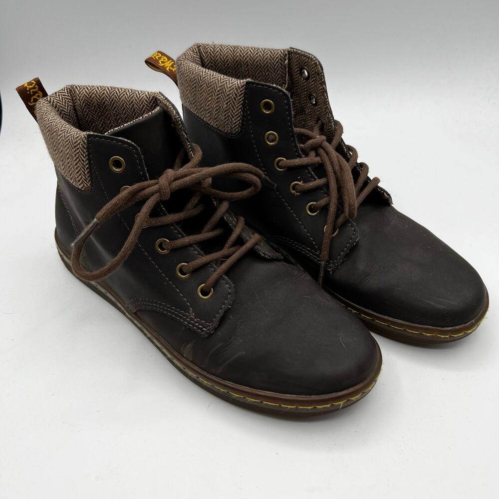 Dr. Martens Maelly Padded Collar Leather Brown Lace Up Boots‎ Size 8